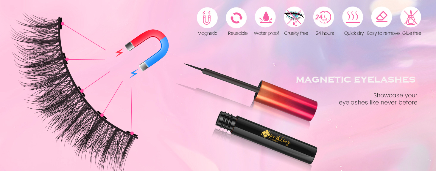 Pingdu Sparkling Eyelash® 3D Manyetik Kirpik Kiti ile Mükemmel Göz alıcı Görünümü Yakalayın